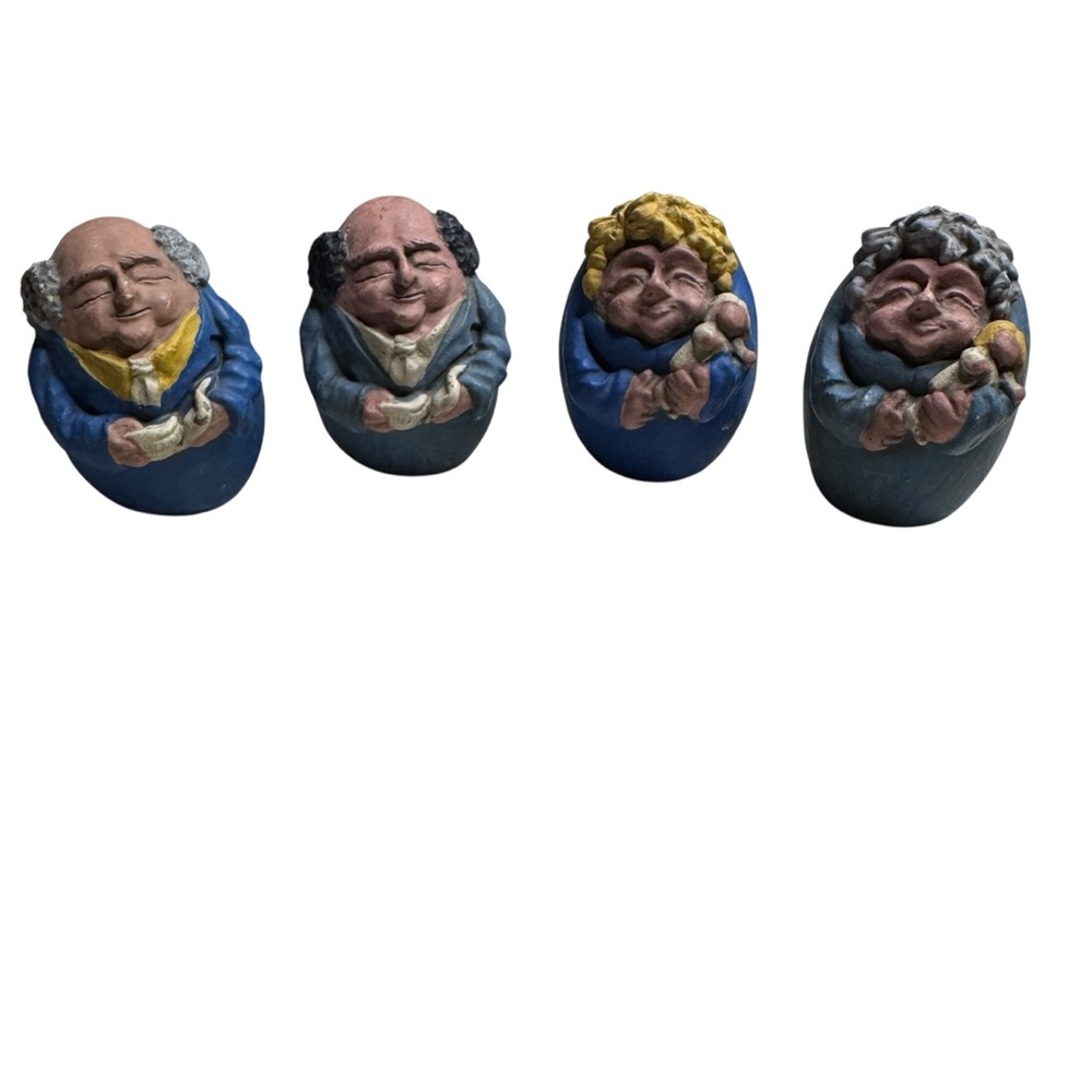 Handcrafted Vintage Egg Grandma Grandpa Figurines Folk Art Unique Gift Lot of 4